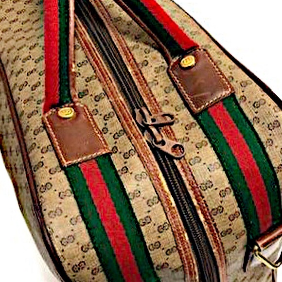Authentic Vintage Gucci Rare Micro GG Web Luggage with Web Strap - Picture 5 of 15